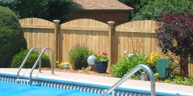 custom built wood pool fence